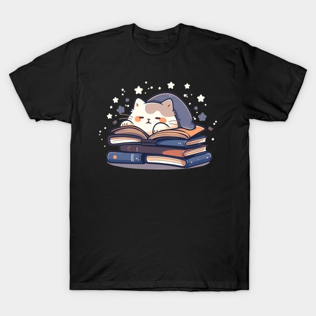 Kawaii Anime Cottagecore Pajama Cat Men Kids Women Bookish T-Shirt by KsuAnn